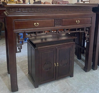 Ban thờ gỗ sồi chung cư 2 ngăn kéo BTD50 rộng 127cm