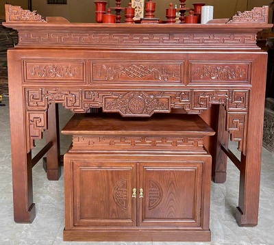 Bàn thờ đứng chung cư gỗ sồi BTD39 1m79 tủ thờ nhỏ