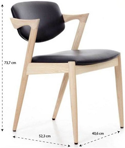 Kích thước ghế Kai nệm bọc da GCL16