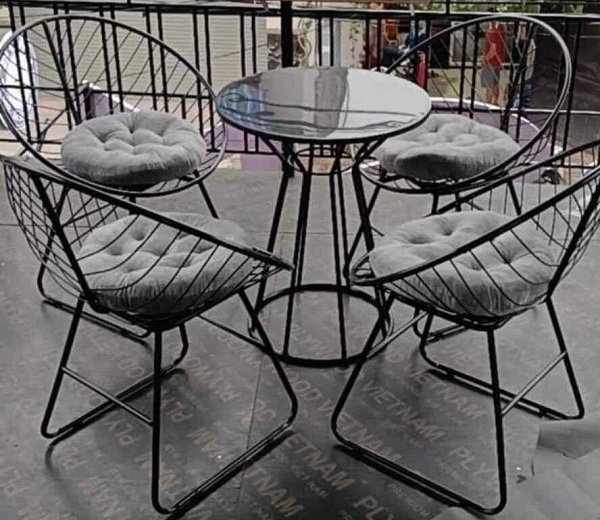 Bộ bàn ghế cafe thư giãn khung sắt BCF02