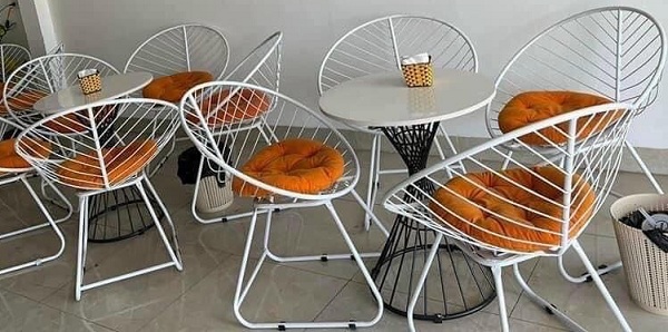 Bộ bàn ghế cafe khung sắt sơn tĩnh điện trắng BCF02