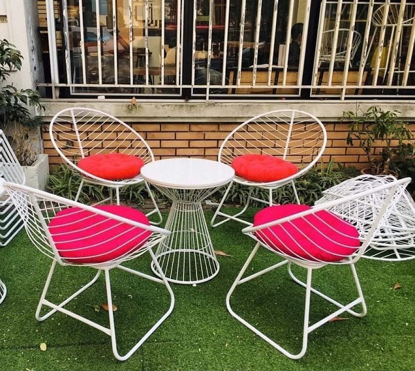 Bộ bàn ghế cafe khung sắt sơn tĩnh điện trắng BCF02