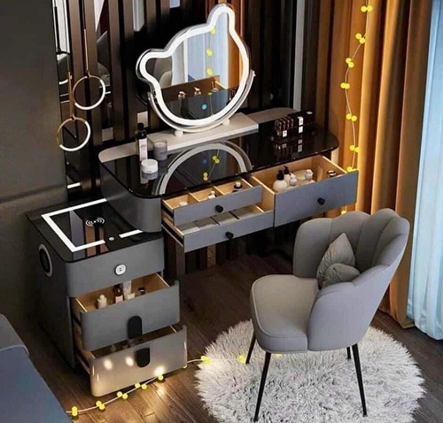 Bàn phấn phấn để nữ trang mầu xám BP86