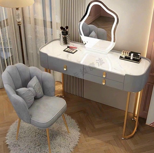 Bàn phấn trang điểm màu xám mặt gỗ giả đá BP91