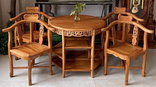 Bộ bàn ghế gỗ gõ tự nhiên 2 bàn, 4 ghế BTG3
