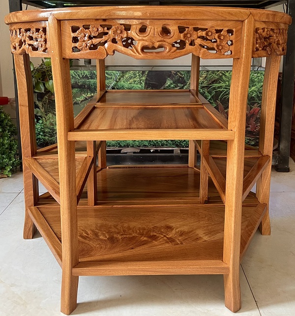 Mặt bàn phòng khách Bàn hình tròn có thể chia đôi, ghế tựa lưng cao gỗ gõ tự nhiên BTG3