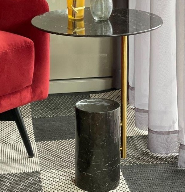 Bàn sofa phòng khách trụ Inox 304 mạ vàng HBS5-B