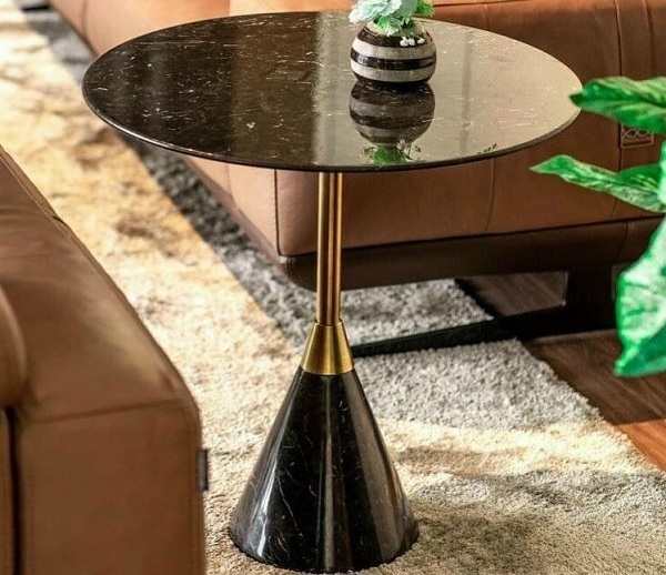 Bà n tab đá đen tự nhiên chân hình nón HBS01