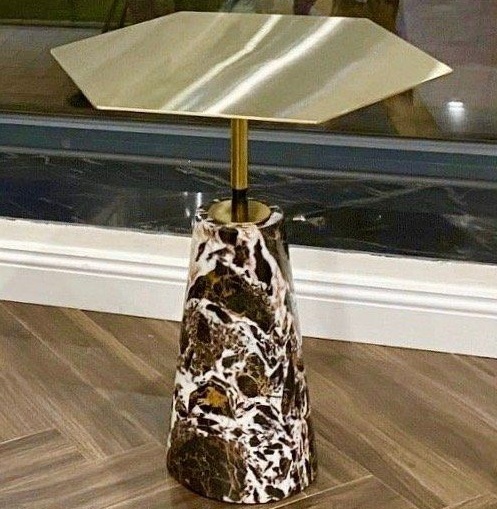 Bàn tab chân đá đen da báo mặt lục giác HBS02-B