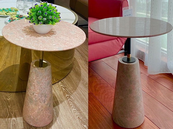 Bàn trà đế, mặt đá trụ sơn tĩnh điện đen hình lục giác HBS02-C