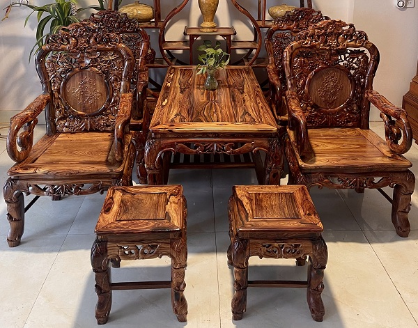 Bộ bàn ghế phòng khách gỗ Cẩm tự nhiên BTG8
