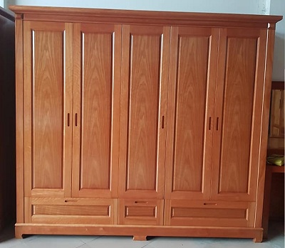 Tủ quần áo gỗ xoan đào 5 cánh phẳng