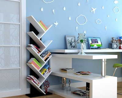 Giá sách hình cây trắng đen 9 tầng KTV62