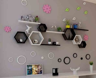 Mẫu kệ trang trí 6 cạnh và thanh ngang KTV59