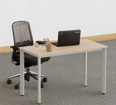 Bàn làm việc chân sắt oval BHV57 thiết kế Rộng 1200 x Sâu 600 x Cao 750 mm chân sắt oval sơn tĩnh điện Vân kẻ, xám Gỗ công nghiệp 17mm CRH120SC7