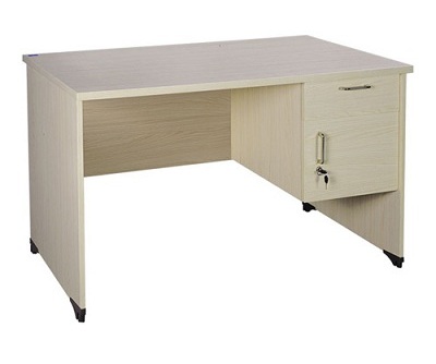 Bàn làm việc gỗ ép công nghiệp hộc treo BHV63 thiết kế với hộc lửng 1 ngăn kéo, 1 cánh mở, sử dụng 1 ổ khóa cho hộc cánh mở trang trí yếm lửng tiện dụng AT120HL-AT140HL-AT160HL-AT180HL