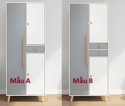 Tủ quần áo chân cao cánh mở có ngăn kéo GMDF188 Rộng 800 x 500 x 1720mm thiết kế hiện đại có đến 2 kích thước và thiết kế khác nhau