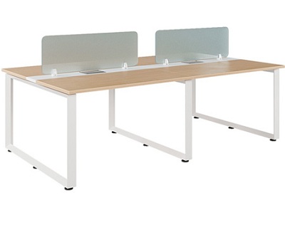 Bàn văn phòng dãy 4 người ngồi BHV179 4 chỗ mặt chữ nhật vách kính HRMD07H2