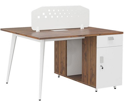 Bàn làm việc văn phòng 2 chỗ ngồi Trắng, nâu BHV166 khung chân sắt LUXMD05C10 LUXMD05C10KY
