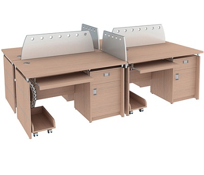 Bàn văn phòng thiết kế 4 người ngồi Màu kem BHV163 HRMD01