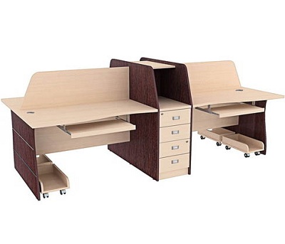 Bàn văn phòng ngồi theo cụm có vách ngăn Vàng nhạt, nâu BHV165 hrmd03