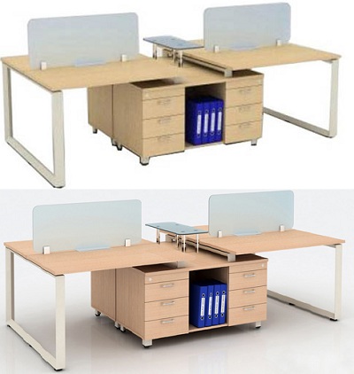 Bàn văn phòng 4 người ngồi đối diện nhau BHV182 thiết kế 4 người hrmd10