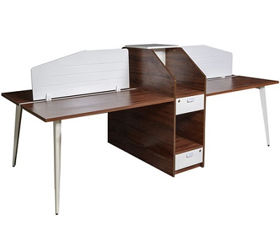 Bàn văn phòng 4 người ngồi Màu trắng, nâu BHV161 gỗ Melamine LUXMD02C10