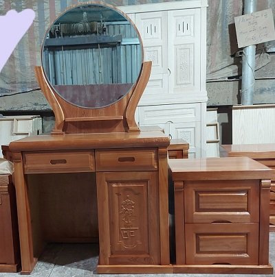Bàn phấn hoa cúc gỗ xoan đào verneer BP41 2 ngăn kéo, 1 ngăn cánh