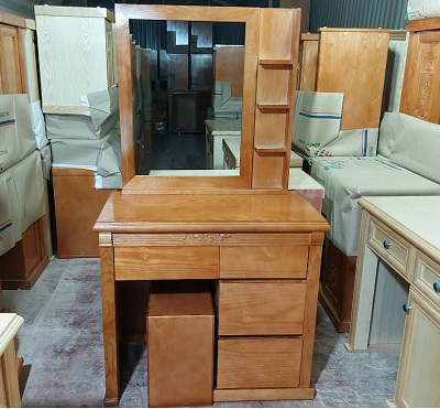 Bàn son phấn gỗ xoan đào verneer kệ vuông BP51