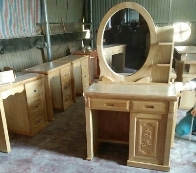 Bàn trang điểm gỗ sồi 1 khoang cánh mở BP55