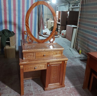 Bàn trang điểm gỗ xoan khung gương thiên nga BP65
