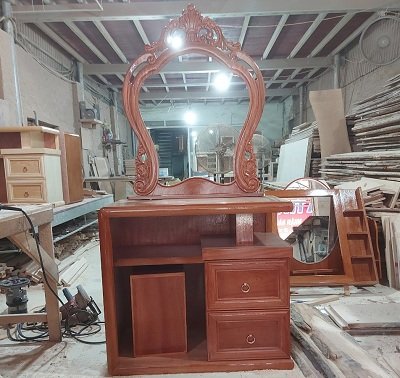 Bàn trang điểm gỗ verneer xoan đào đơn giản BP27