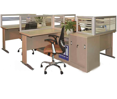 Cụm bàn văn phòng chân thép sơn tĩnh điện BHV184 màu Vàng nhạt NTMD01C3