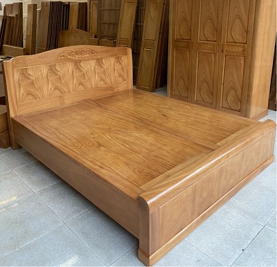 Giường ngủ gỗ verneer gõ cao cấp GN59 chất liệu Gõ verneer tự nhiên