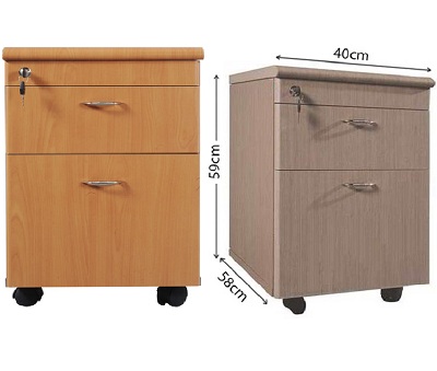 Tủ bàn làm việc di động 2 ngăn kéo ray bi TDN65