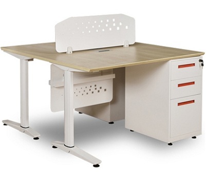 Bàn chân sắt sơn tĩnh điện 2 người ngồi BHV168 màu trắng sáng UNMD05CS3