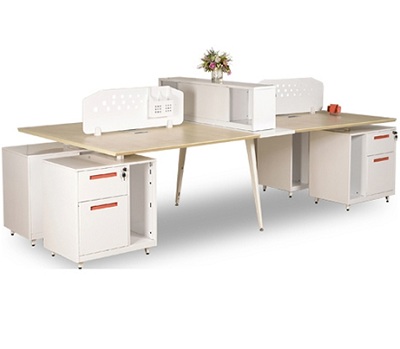 Module Bàn Làm Việc nhóm 4 người Màu trắng, vàng BHV157 hiện đại LUXMD02YC10