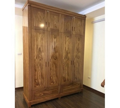 Tủ quần áo gỗ hương xám 4 cánh 2 tầng GTQA63 thiết kế cao cấp