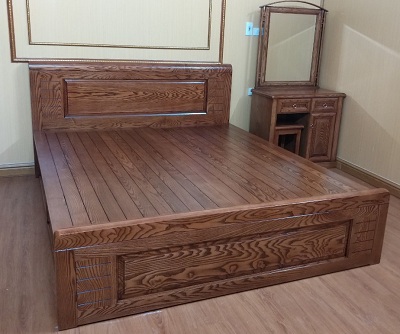 Giường ngủ gỗ verneer sồi lau óc chó GN63