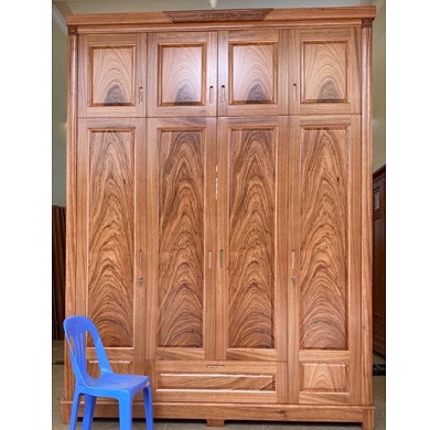 Tủ quần áo gỗ hương đá 4 cánh 2 tầng GTQA62