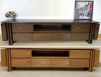 Kệ tivi gỗ verneer sồi nga sơn giả óc chó KVN05 Rộng 2m2 sâu 40cm cao 60 cm