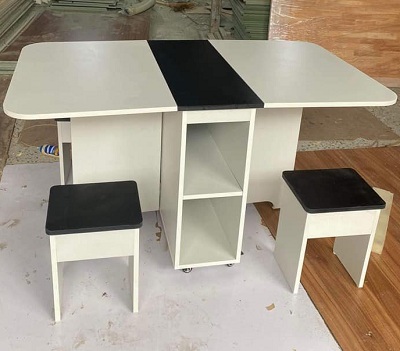 Thiết kế chi tiết bộ bàn ăn thông minh gỗ sồi gấp gọn PA66
