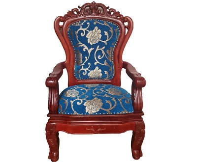 Ghế chủ tọa gỗ tần bì tự nhiên GHT48 Rộng 75 x Cao 125cm vải hoa văn