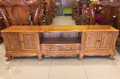 Kệ tivi Louis tân cổ điển gỗ gõ đỏ nam phi KTV138