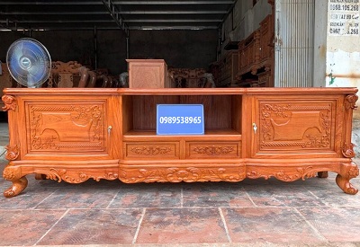 Kệ tivi chân quỳ Louis gỗ hương đá nam phi KTV137