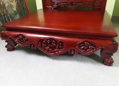 Sập chiếu ngựa gỗ hương đỏ nam phi chạm khắc ba bông