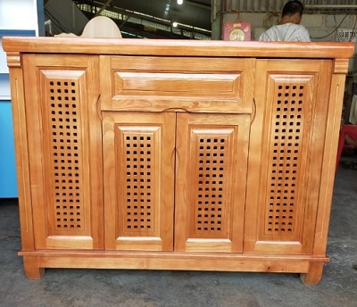 Tủ giầy gỗ sồi 1m2 cánh tạo lỗ TGV03 kích thước Rộng 1m2 x Sâu 0.40