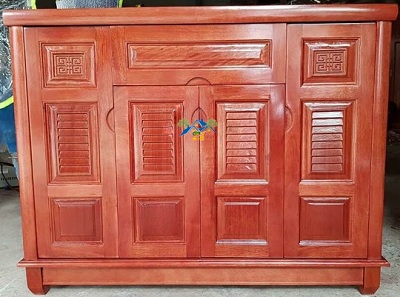 Tủ giầy gỗ ép 1m2 bốn cánh chớp TGV21 Rộng 1200 x Sâu 350mm