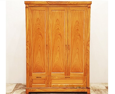 Tủ quần áo gỗ gõ 3 cánh 2 ngăn kéo GTQA72 Rộng 150 đợt tủ để quần áo