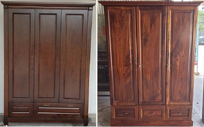 Tủ quần áo gỗ mun 3 cánh hiện đại GTQA68 Rộng 1500 tay nắm âm trong